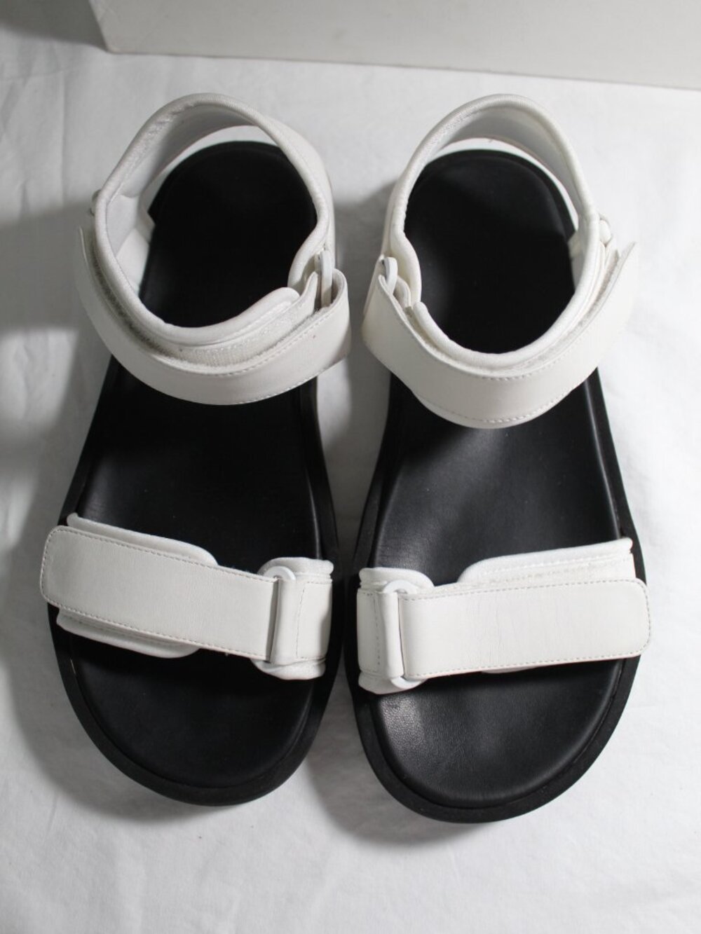 The Row White Leather Hook and Loop Sandals Ankle Wrap Flats 40